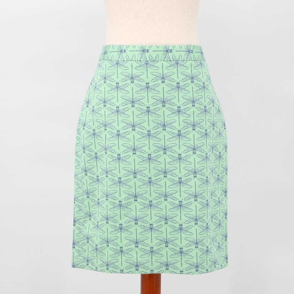NWT BROOKS BROTHERS 346 Cotton Preppy Mini Skirt Size 6 Green Blue Dragonfly